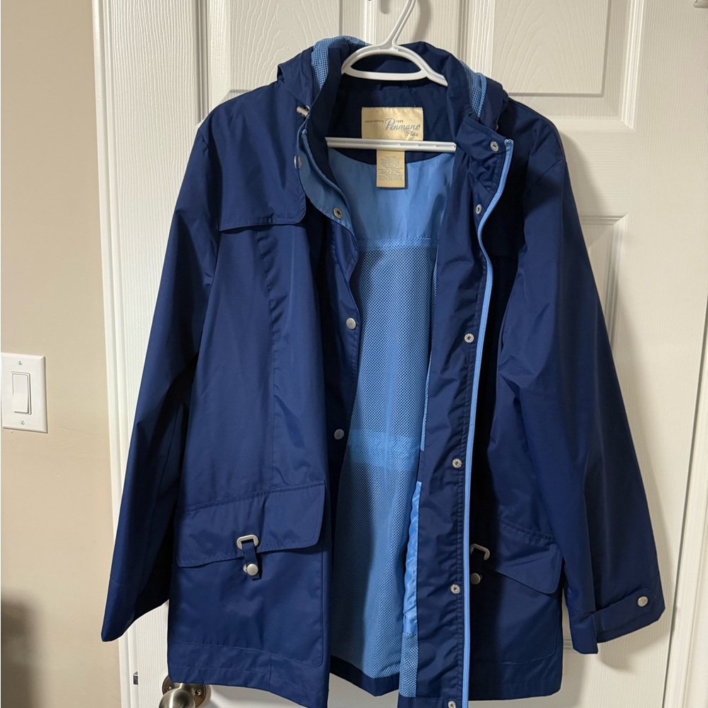 Blue Hooded Rain Jacket